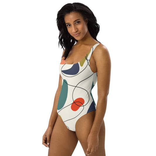 Abstract One-Piece Swimsuit