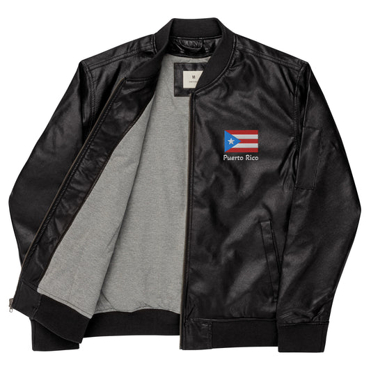 Puerto Rico Flag Leather Bomber Jacket