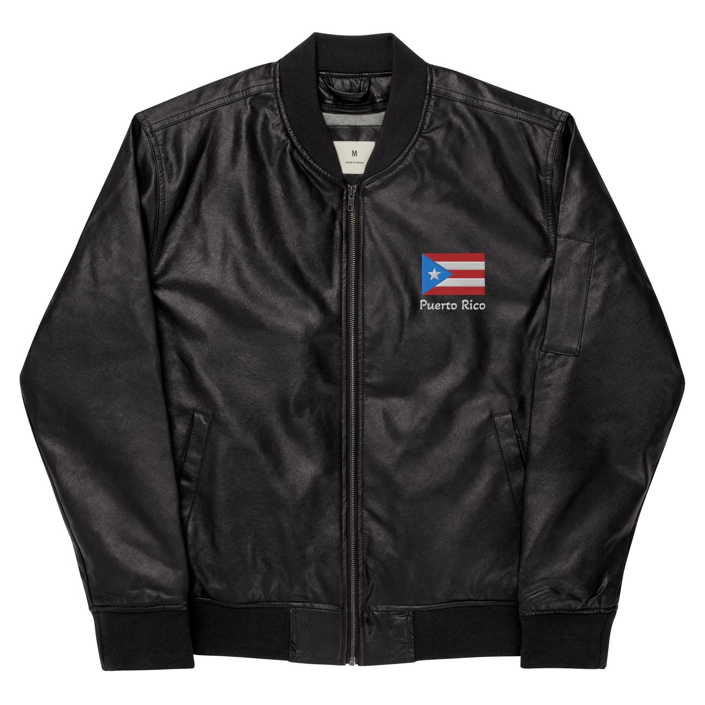 Puerto Rico Flag Leather Bomber Jacket
