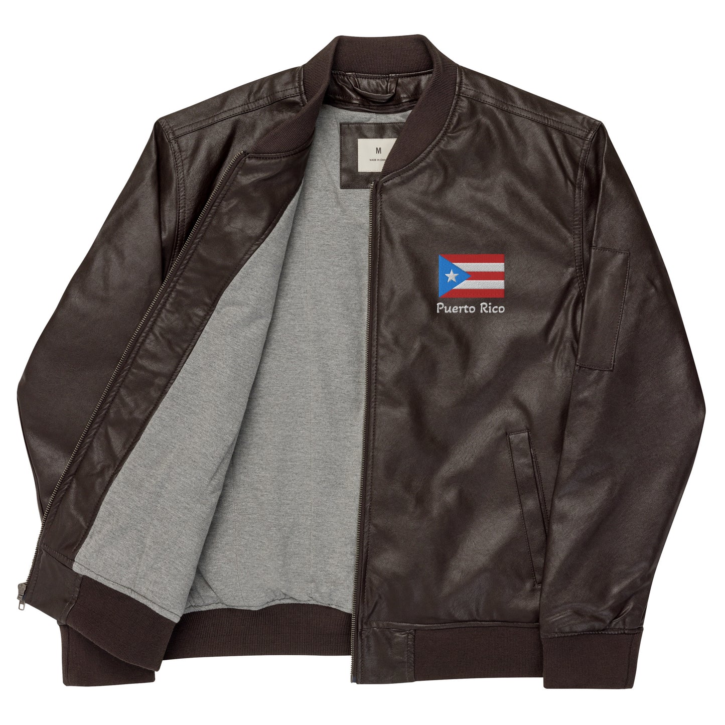 Puerto Rico Flag Leather Bomber Jacket