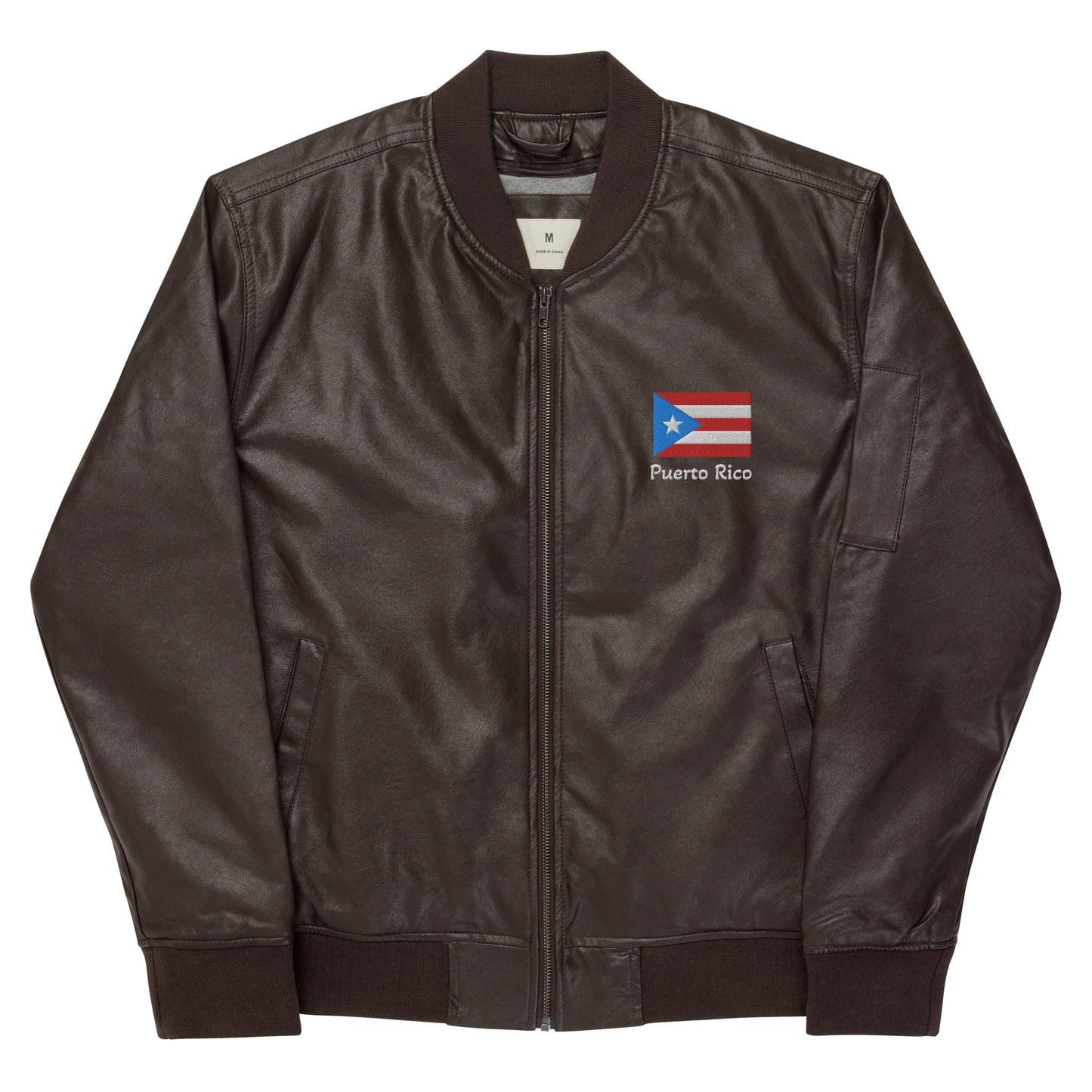 Puerto Rico Flag Leather Bomber Jacket