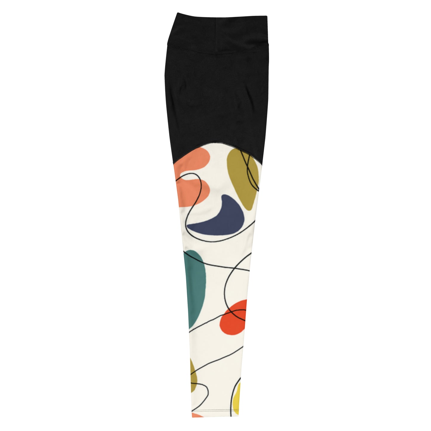 Abstract Black Sports Leggings