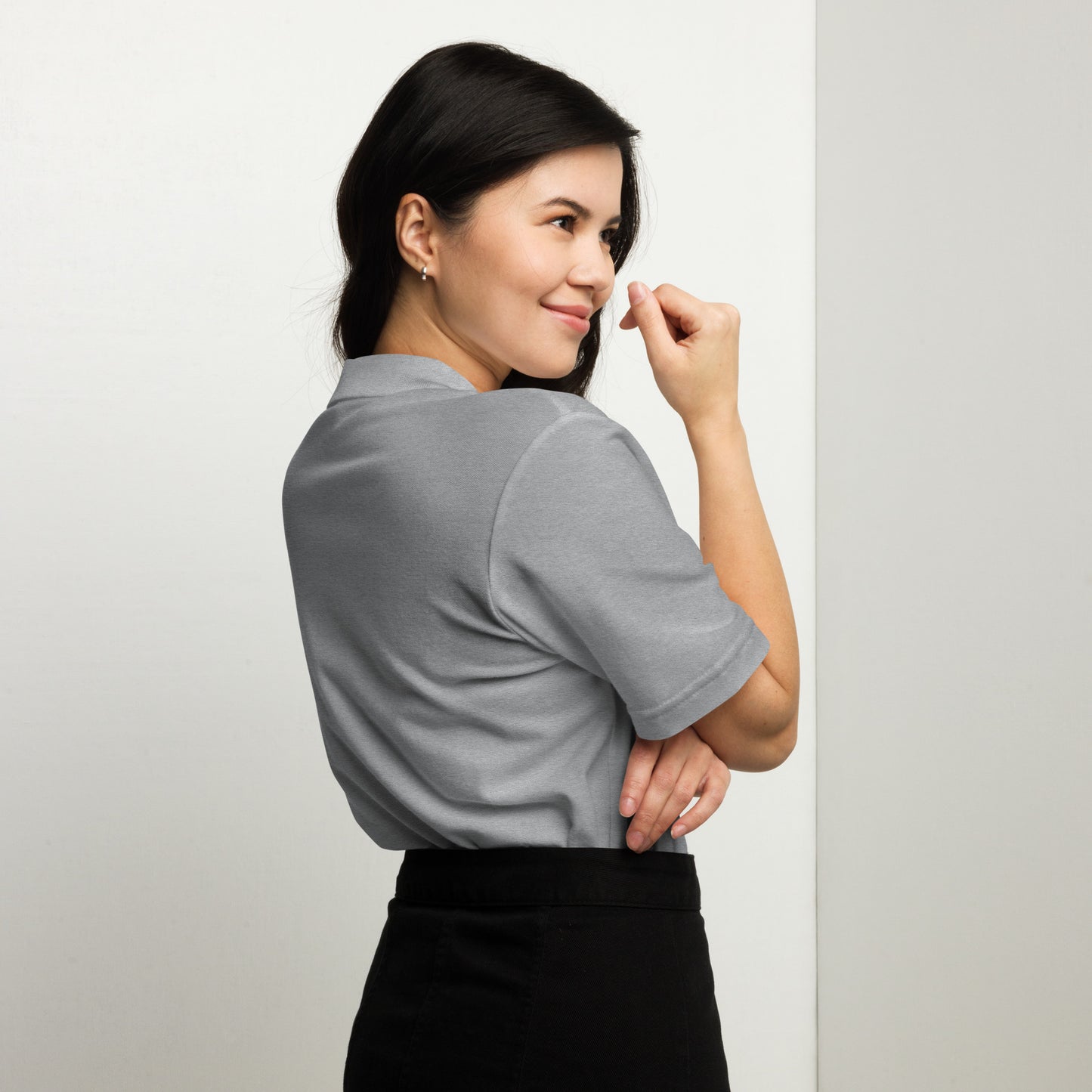 Women white n silver polo shirt