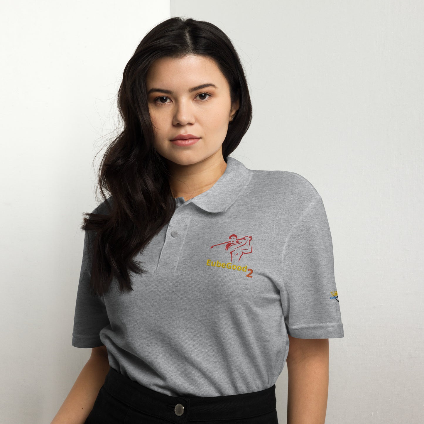 Women white n silver polo shirt
