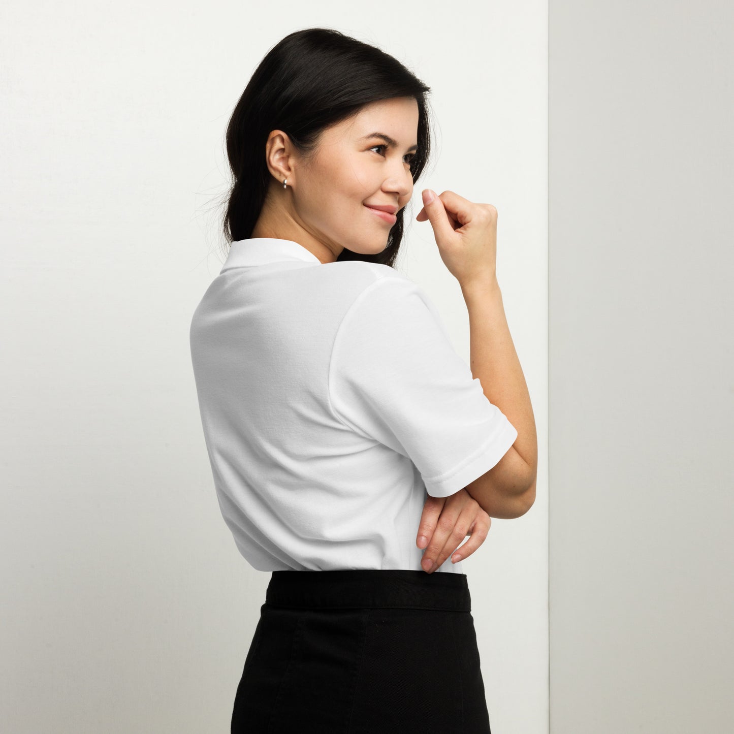 Women white n silver polo shirt