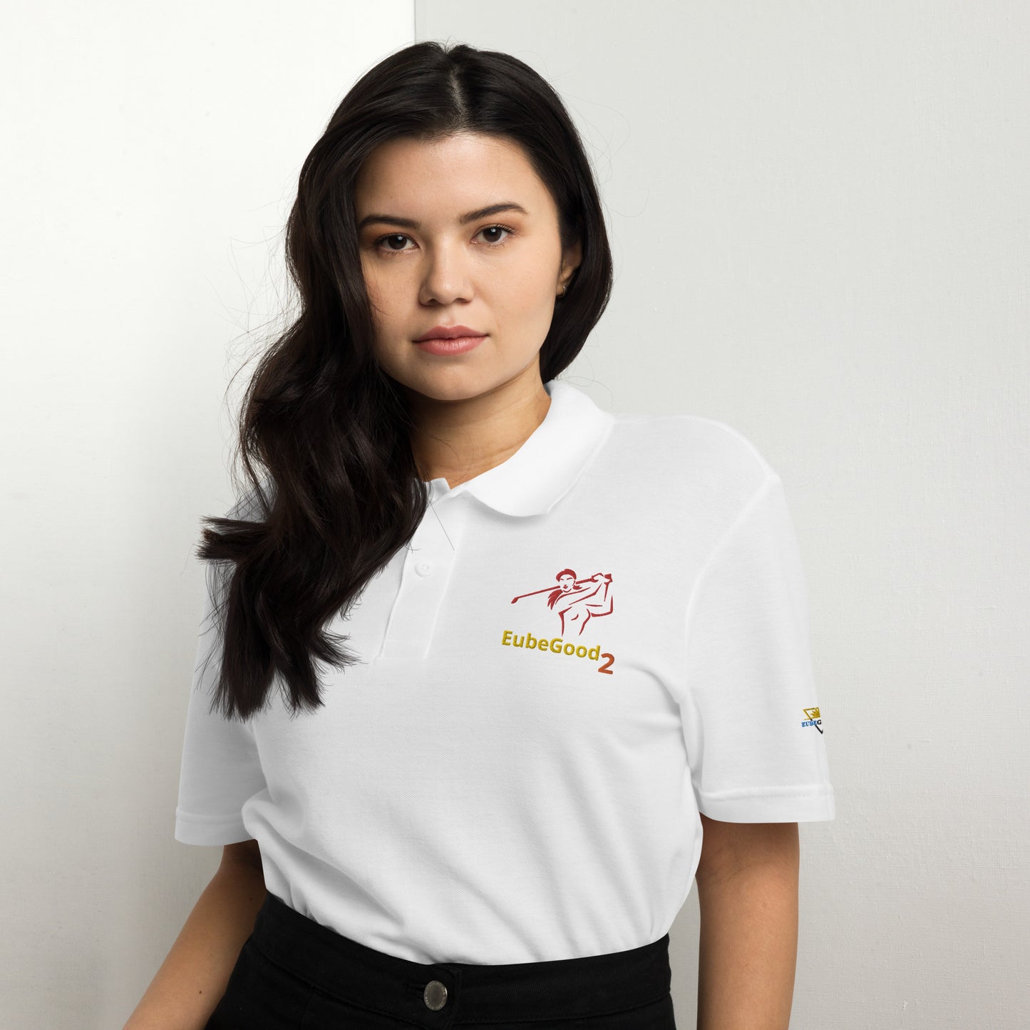 Women white n silver polo shirt