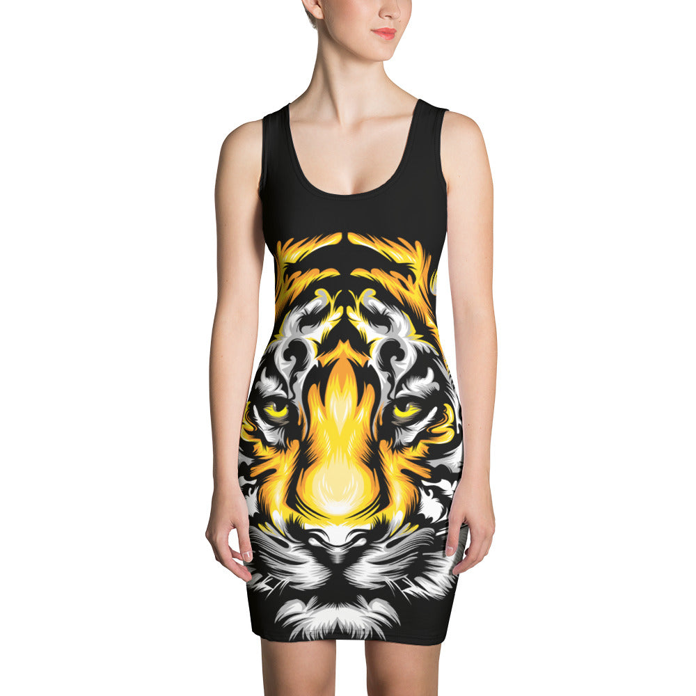 Tiger Face Black Women Dress