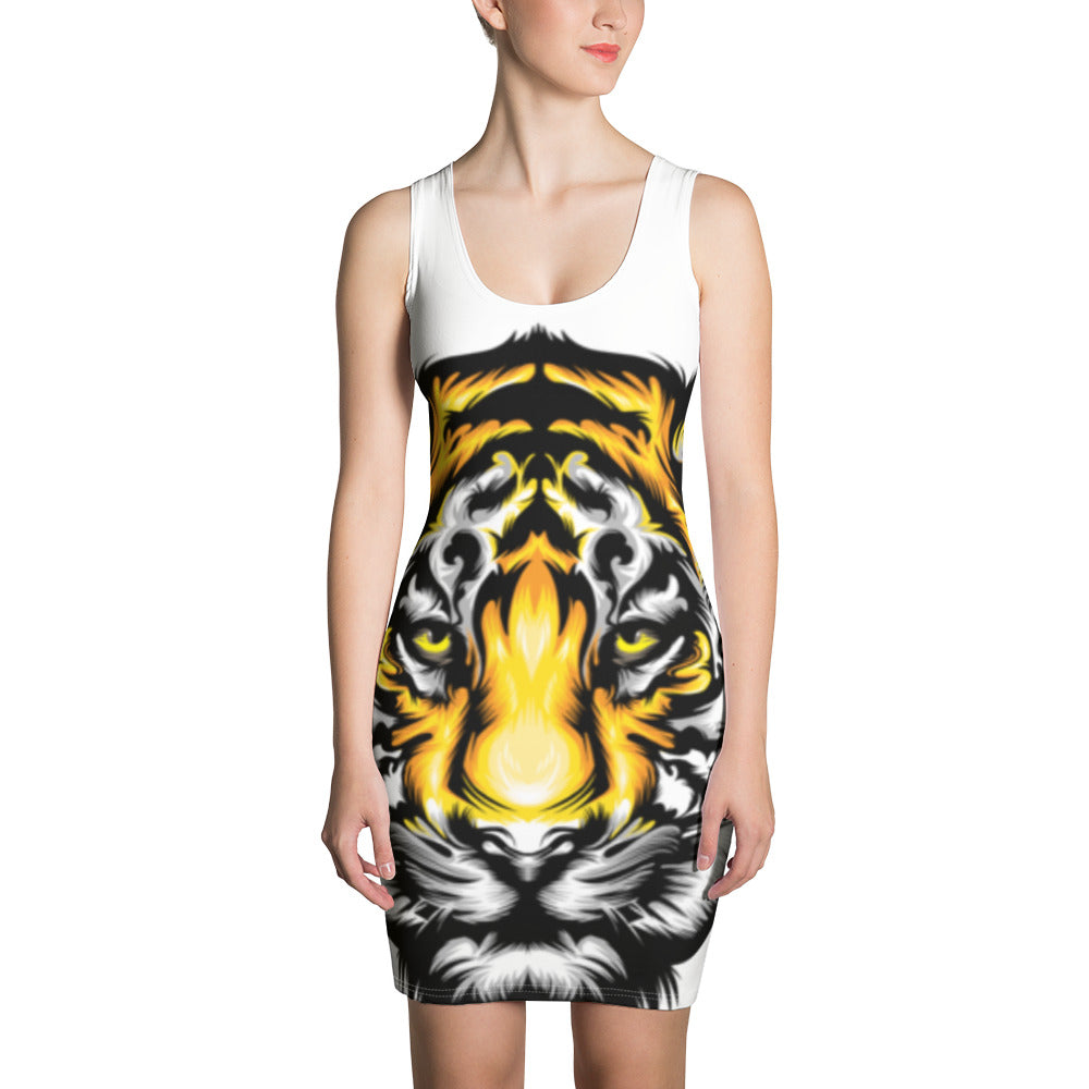 Tiger Face White Women Dress