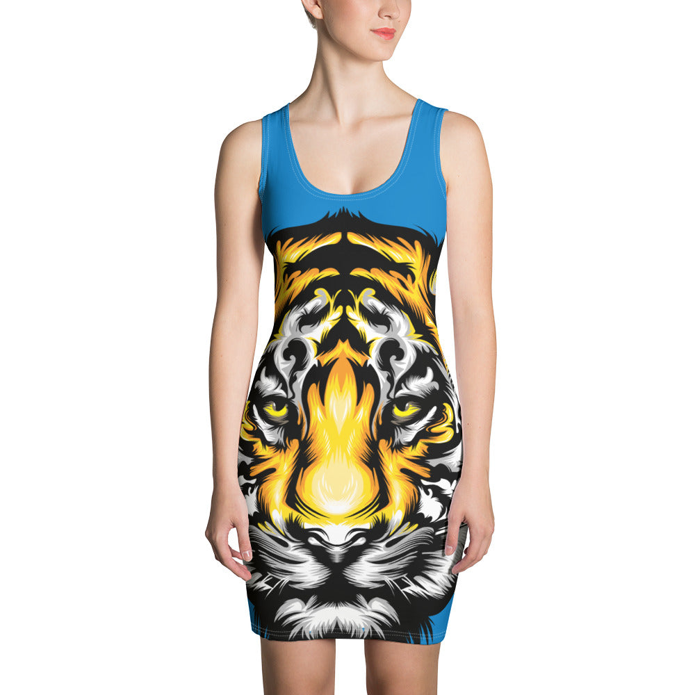 Tiger Face Blue Women Dress